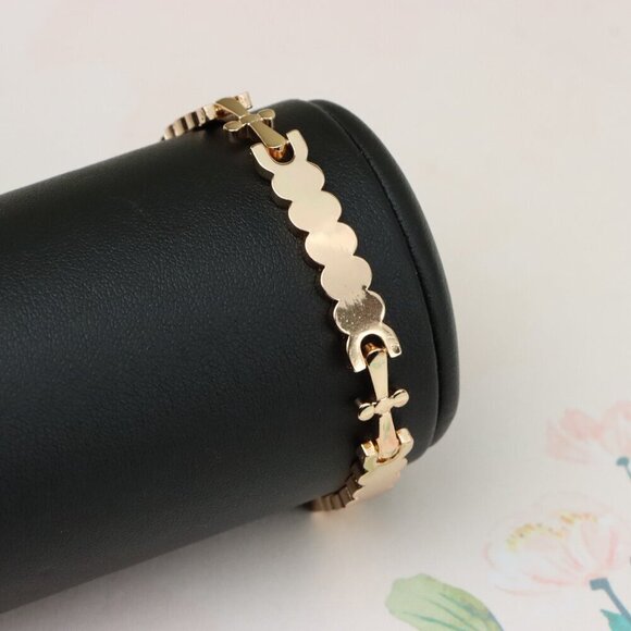 "Elegant Rose Gold Bracelet with Smooth Scalloped Link Design, XPBL0875 - Picture 11 of 13